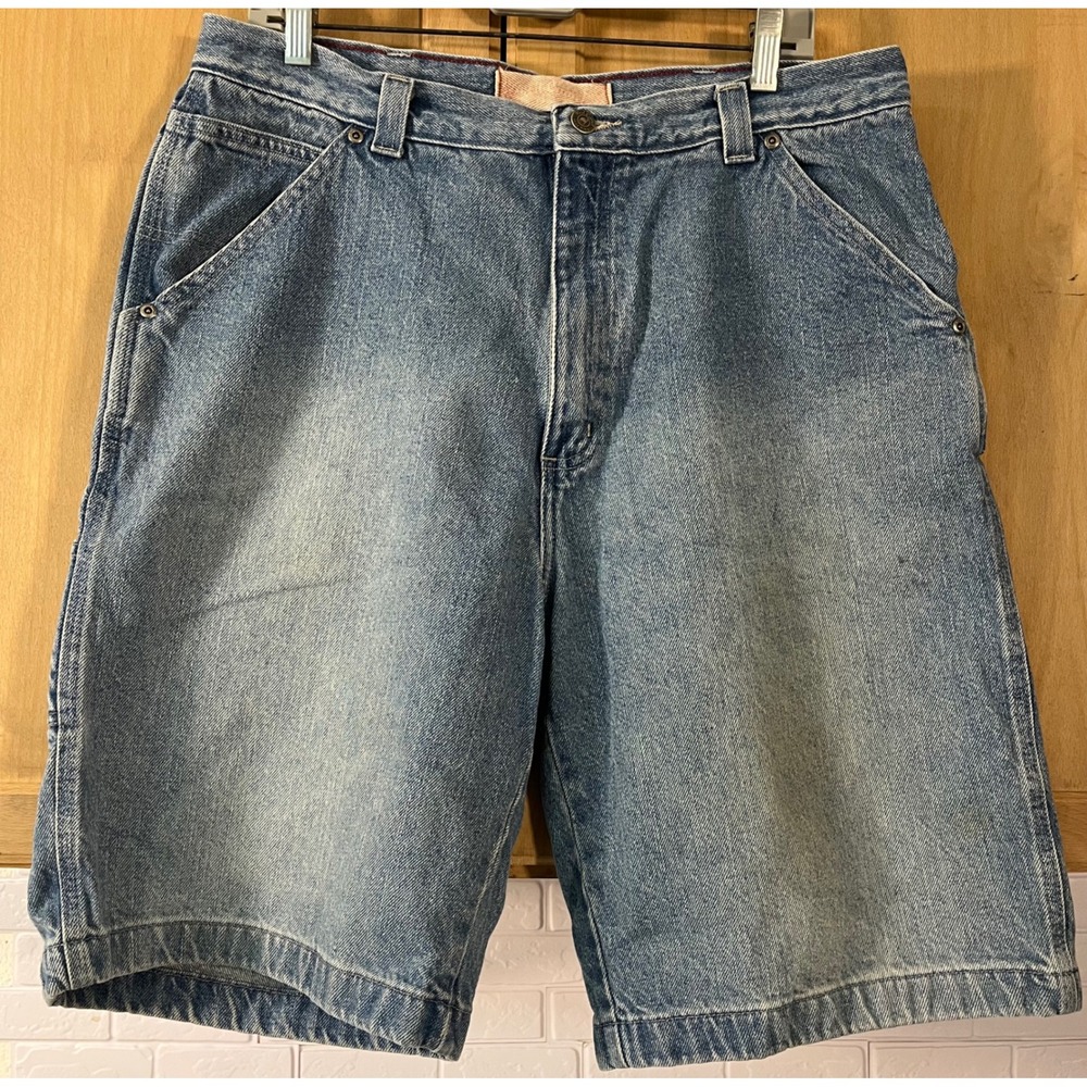 Red Camel Carpenter Denim Shorts Mens 36 Blue Light Wash Utility